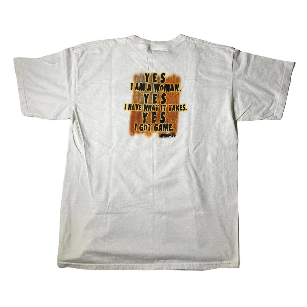 Vintage ESPN White Short Sleeve T-Shirt Yes Women’s Shirt Large‎